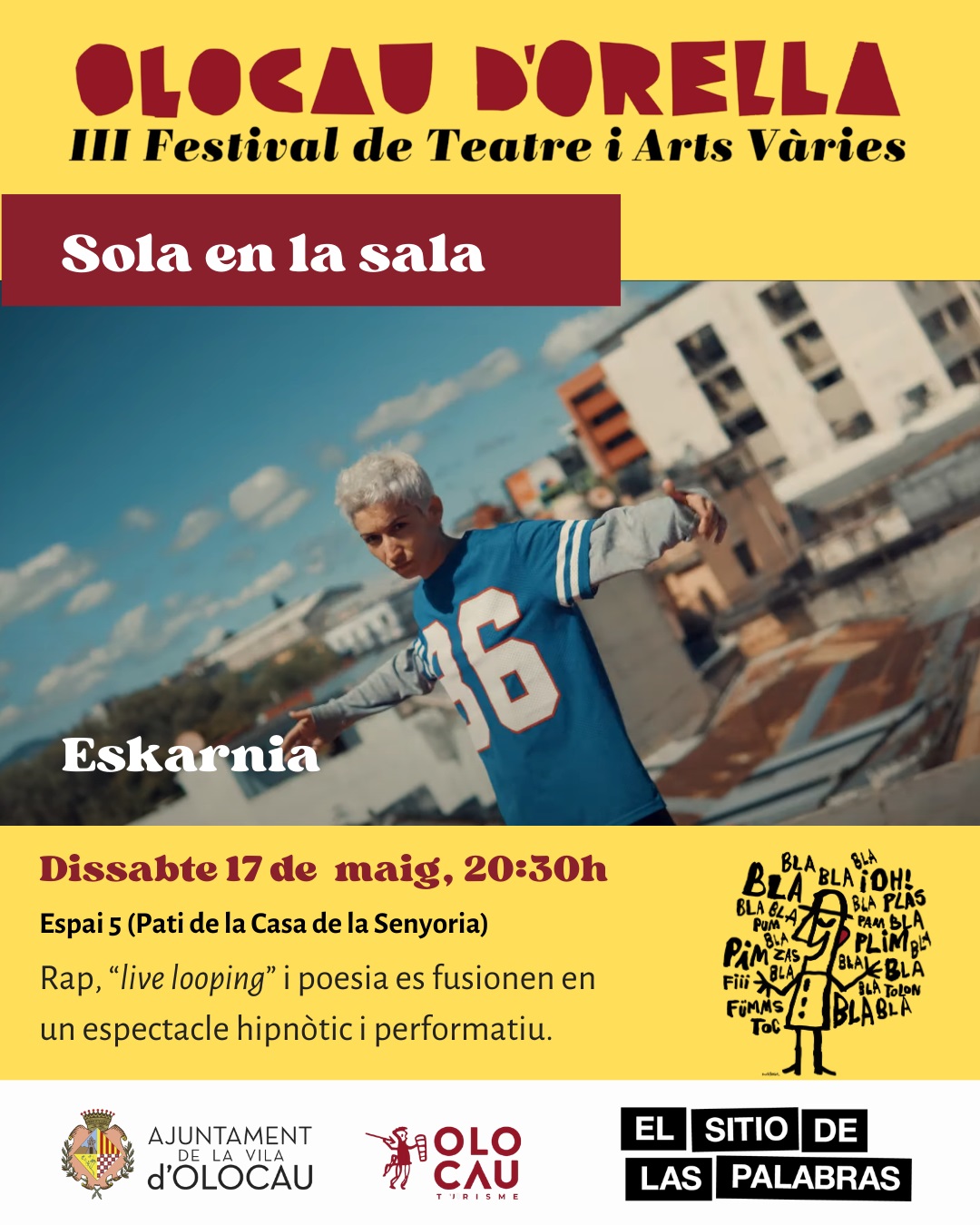 Espectacle de rap ‘Sola en la sala’, amb Eskarnia (III Festival Olocau d’Orella)